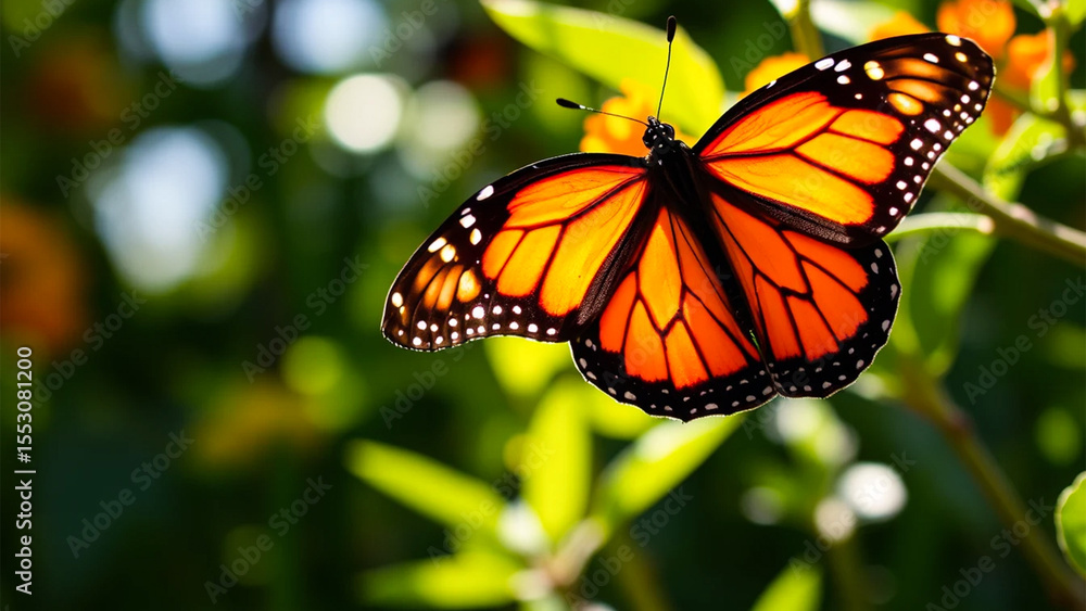 Fototapeta premium Monarch butterfly on a plant stem