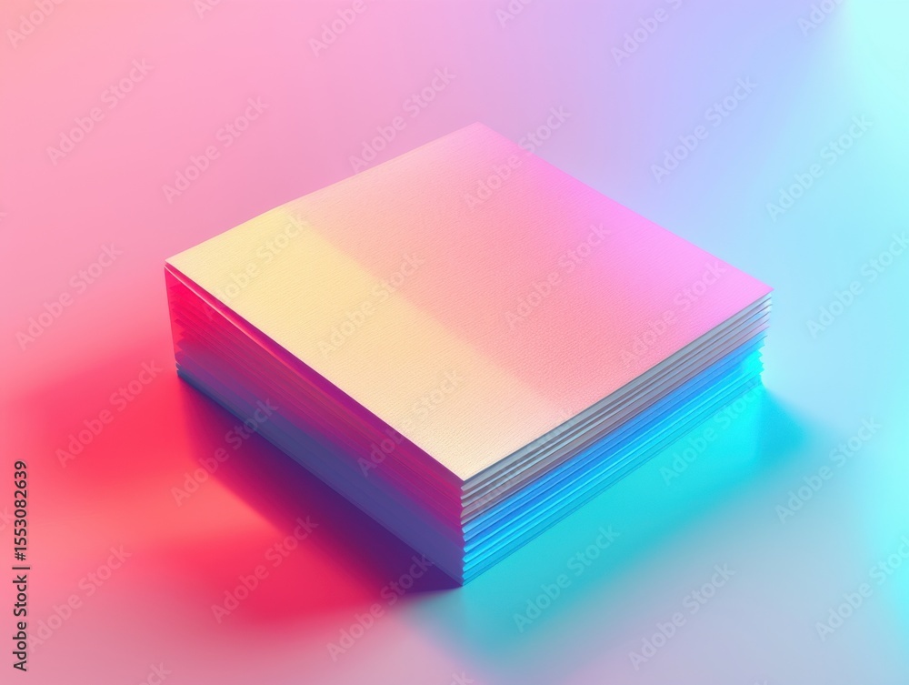 Stack of pastel colored square sheets of paper, PNG Stack of pastel colored square sheets of paper, PNG