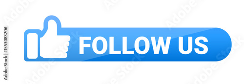 Follow us button design. Social network link. Thumbs up icon design. Vector illustration. 