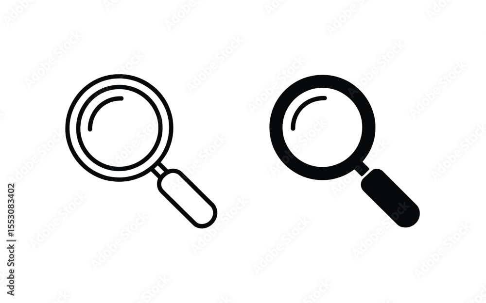 Magnifying Glass Icon Pair – Solid and Outline Search Symbols for Web and App Design Magnifying Glass Icon Pair – Solid and Outline Search Symbols for Web and App Design