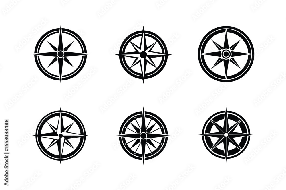 Fototapeta premium compass silhouette vector illustration