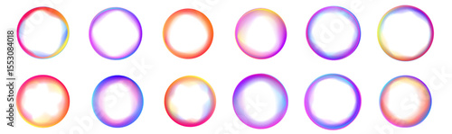 Set of round gradient, pink, purple color round wavy speed and motion lines on white transparent background. Can be used for badges, price tags, labels.	