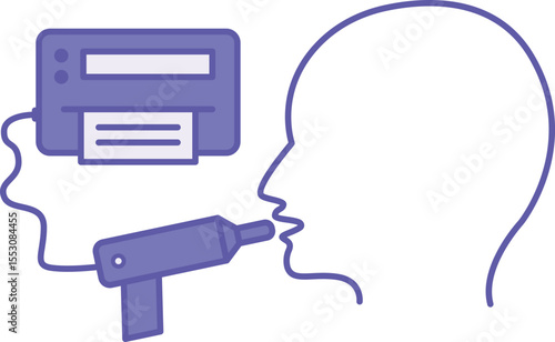 Colored Spirometry Icon. Vector Illustration. Method Of Studying The Lungs And Bronchi. Human Head And Medical Device. Lung Disease Concept