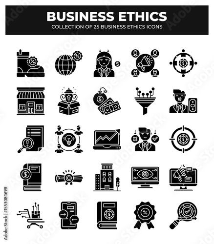 Collection of 25 Business Ethics Icons: A Guide to Ethical Business Practices