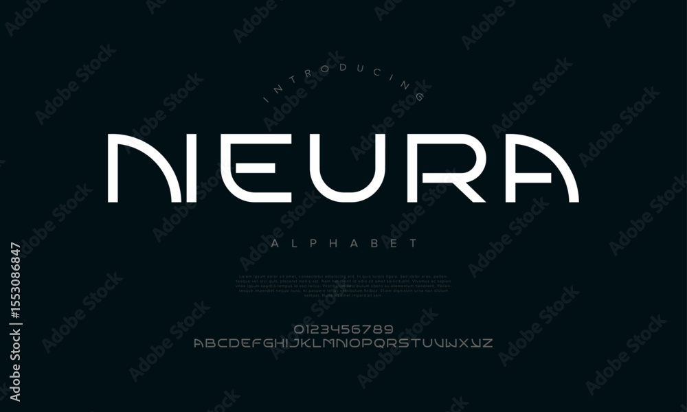Sleek and futuristic sans serif font with clean lines and curved endings, perfect for digital branding Sleek and futuristic sans serif font with clean lines and curved endings, perfect for digital branding