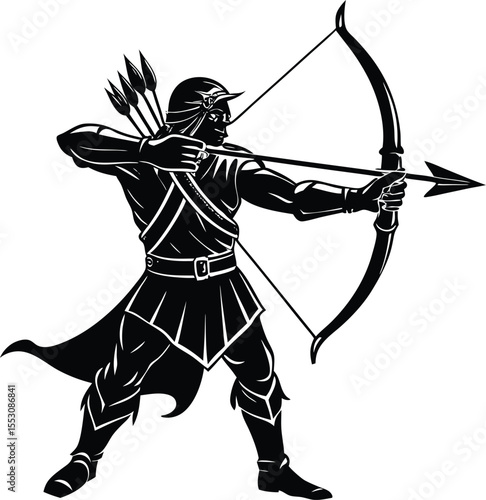 Silhouette of a Bow and Arrow Archer