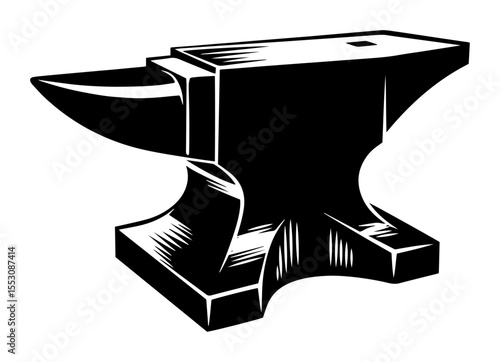 black and white vector of anvil in vintage engraving style for blacksmith or metalwork