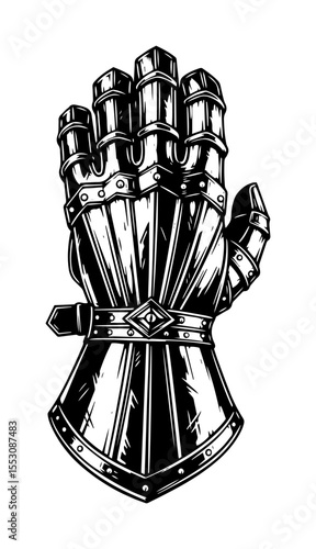 Knight gauntlet – medieval armor glove vector illustration