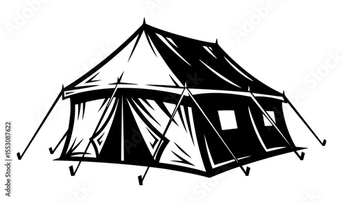 army tent vector sketch illustration
