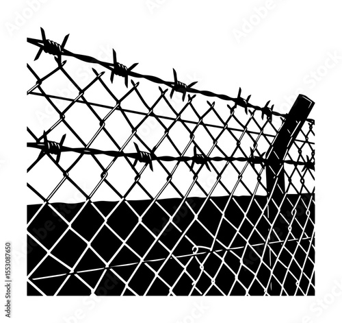 barbed wire fence vector drawing