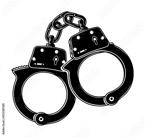 bold black and white vector of handcuffs, symbol of law enforcement and restraint