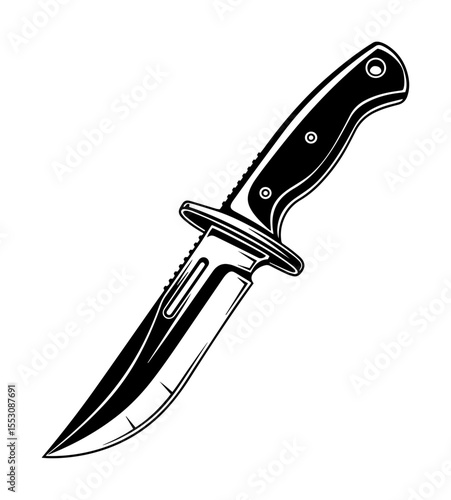 survival knife vector in engraving style