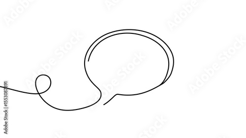 One line chat bubble drawing animation. Continuous contour movement of chat bubble. Continuous one line video.