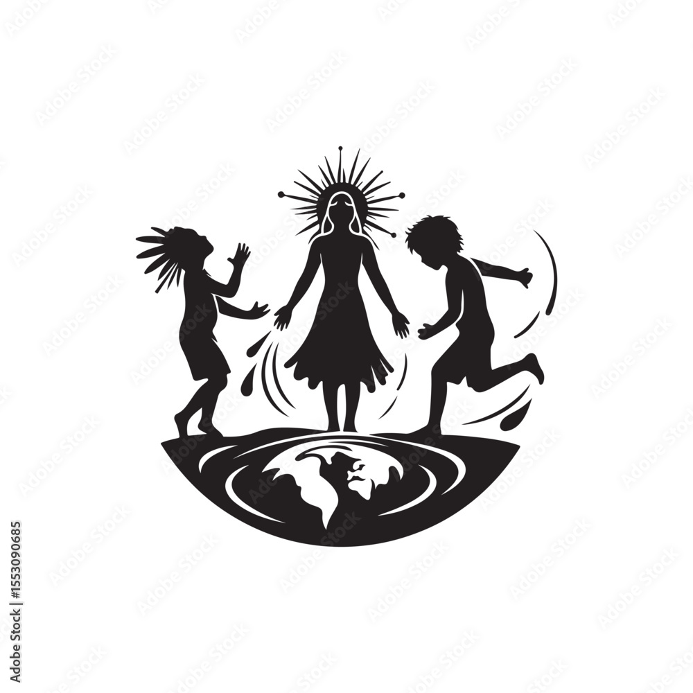 Obraz premium National Aboriginal & Torres Strait Islander Children's Day Silhouette Vector Illustration, Solid White Background.