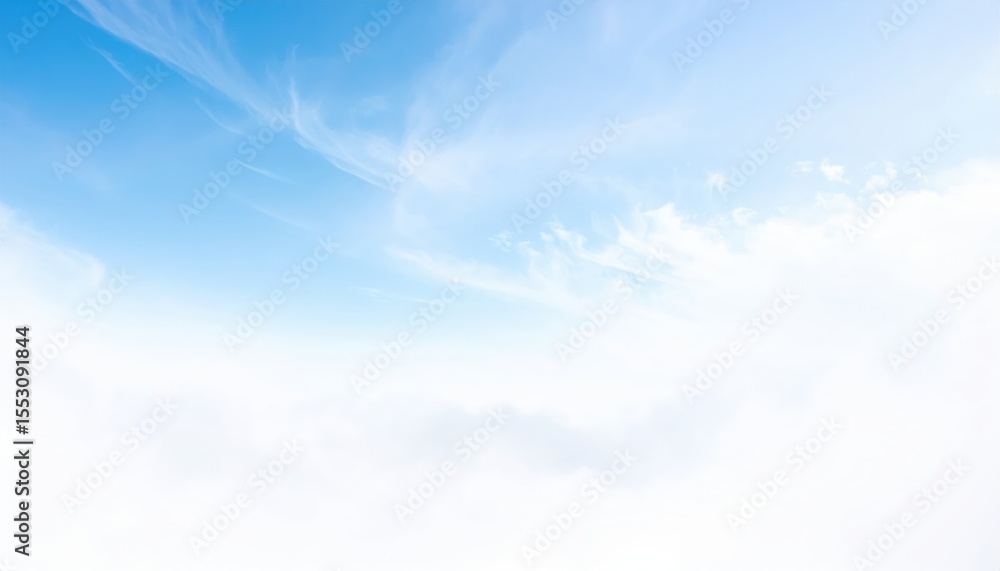Fototapeta premium Bright Blue Sky With Fluffy White Clouds