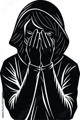 Silhouette of a Person Covering Face