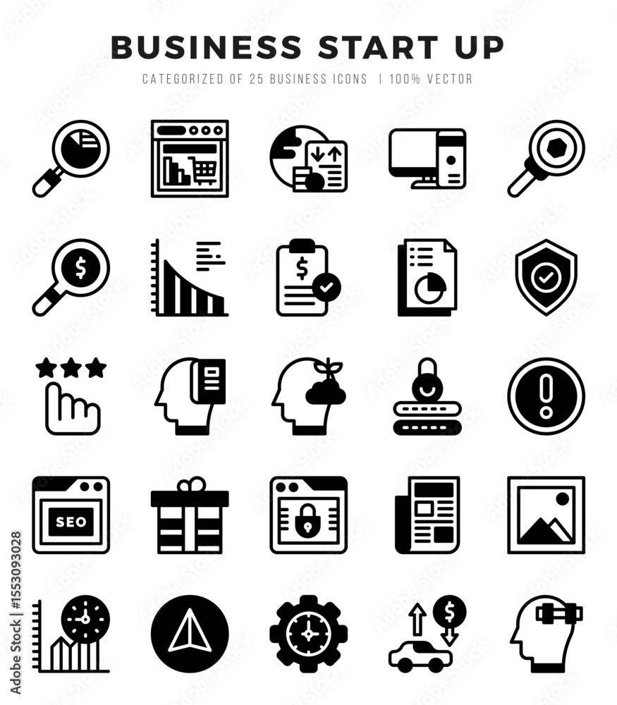 Business Start Up Lineal Filled icons collection. 25 icon set. Vector illustration. Business Start Up Lineal Filled icons collection. 25 icon set. Vector illustration.