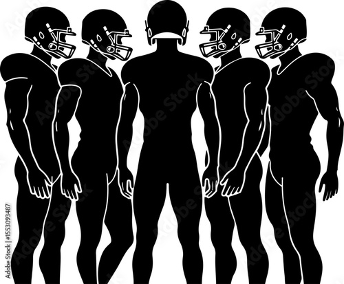 American football players  sports action athletes black vector bundle