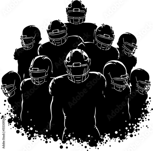 American football players  sports action athletes black vector bundle