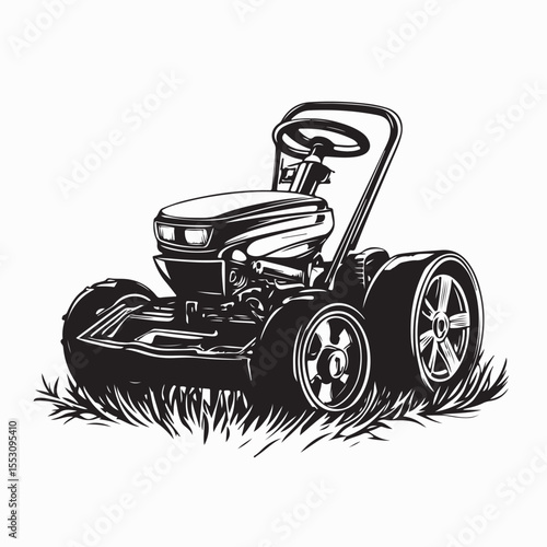 Lawn Mower Vector. Lawn Mower Black And White Stock Illustrations.