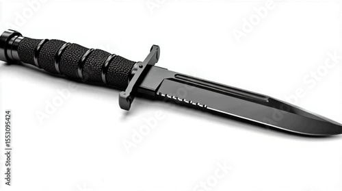 Close-up combat knife mockup on clean white backdrop