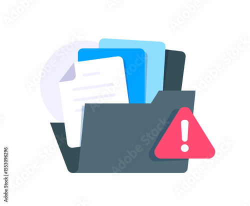 Full folder with overflowing documents,Storage full concept with paper files coming out of file folder