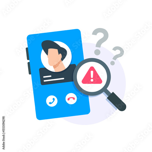 Phone call scam detection alert ,Concept for fraud prevention, phishing alert, caller ID security,suspicious account