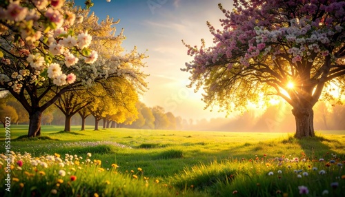 Wallpaper Mural Springtime blossom action in serene nature landscape vibrant flowers and sunlight tranquil environment outdoor viewpoint renewal concept Torontodigital.ca