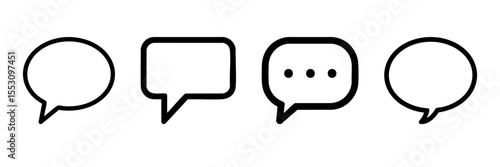 Speech bubble icon Thin line illustration set vector