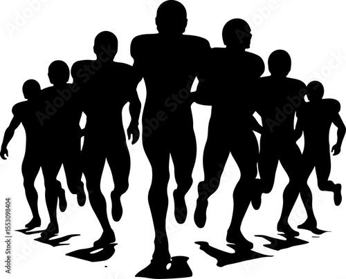 American Football Team Celebrating Victory Silhouette vector Bundle
