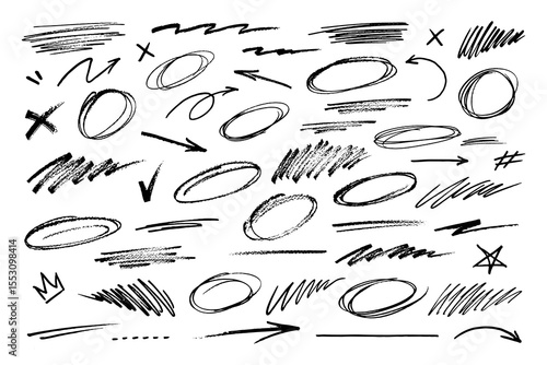 Hand Drawn Scribble Vector Elements Set