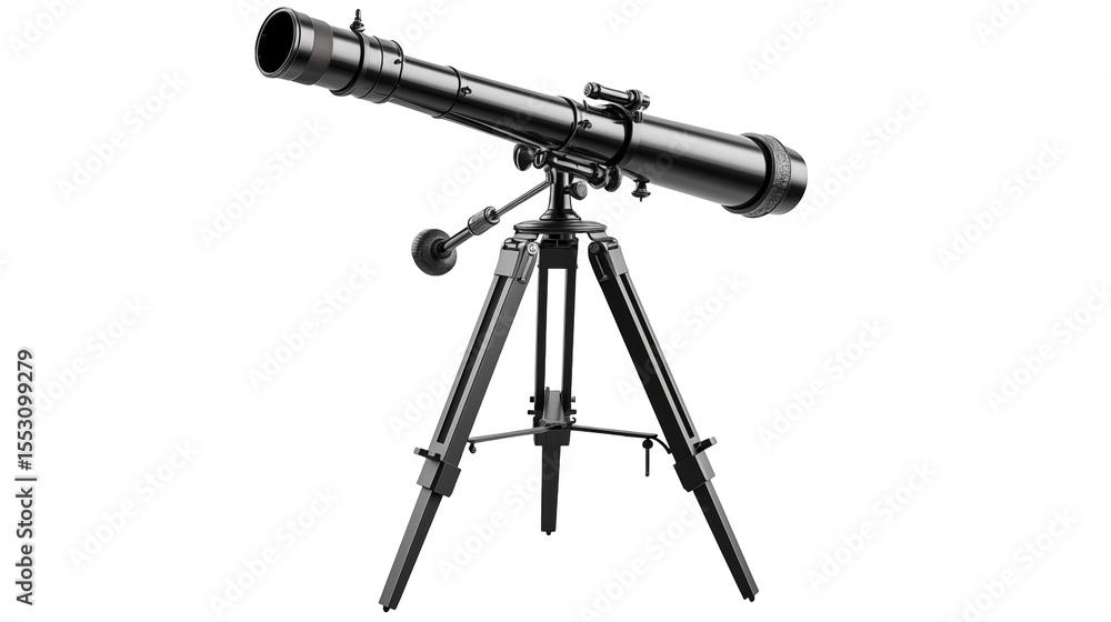 Sleek telescope on tripod against a transparent background for astronomy enthusiasts Sleek telescope on tripod against a transparent background for astronomy enthusiasts