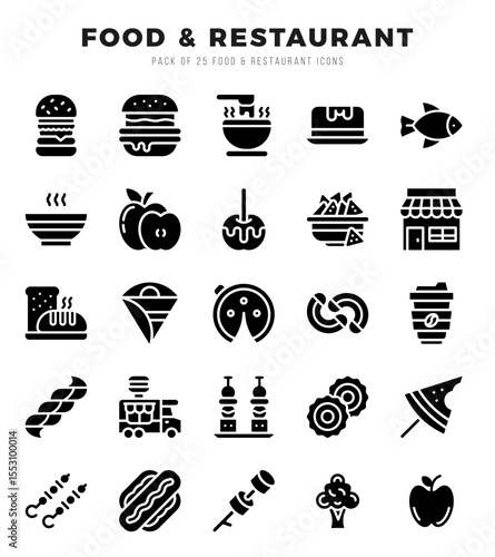 Food and Restaurant Glyph icons. Vector Glyph illustration.
