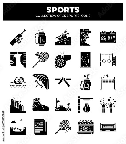 Collection of 25 Sports Icons. Ultimate Guide to Sport Equipment and Activities