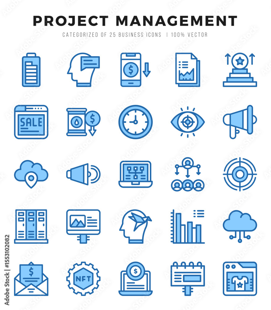 Set of Project Management Icons Two Color icons collection. Set of Project Management Icons Two Color icons collection.
