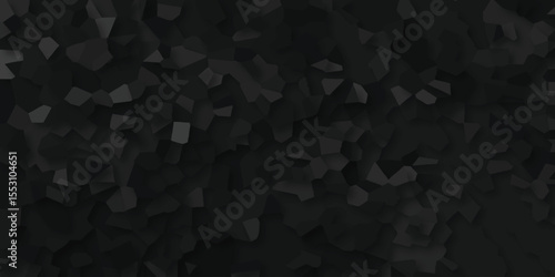A close up shot showcasing a dark, metallic surface featuring a textured pattern of polygonal shapes in shades of grey, creating a modern industrial design.