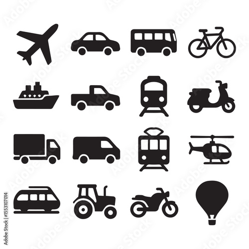 Wallpaper Mural High-Quality Transport Icon Pack | Minimalist Black Silhouettes for Urban and Commercial Projects Torontodigital.ca