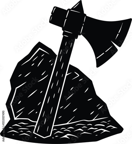 Silhouette of a Stone Axe