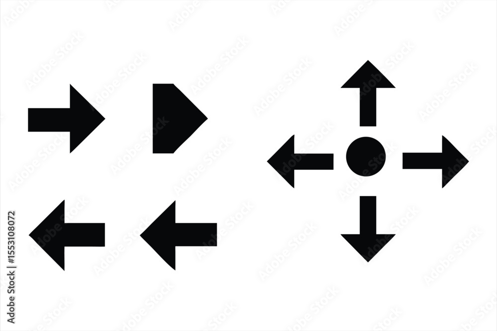 Arrows big black set icons. Arrow icon. Flat arrow vector, diverse direction vector illustration, navigation, pointing symbols, black arrows icon. Illustration Arrows big black set icons. Arrow icon. Flat arrow vector, diverse direction vector illustration, navigation, pointing symbols, black arrows icon. Illustration