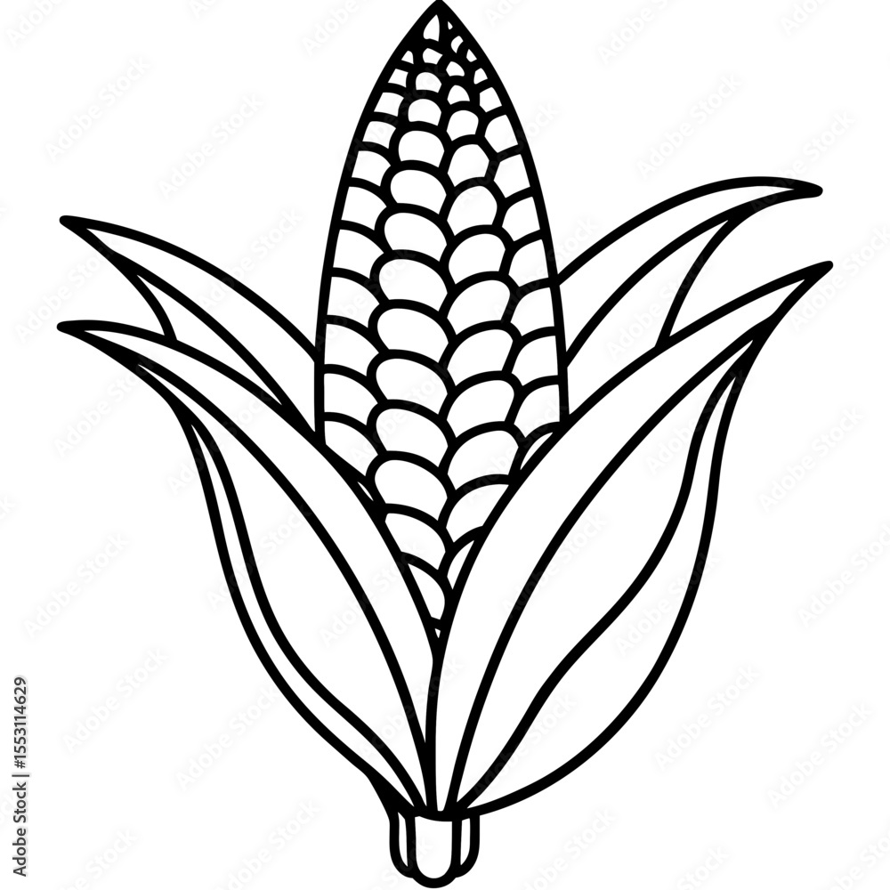 Obraz premium Minimal Corn Stalk Line Art