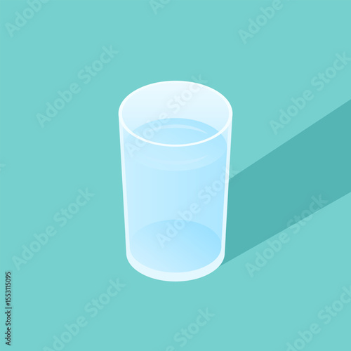 Illustration vector graphic glass of water isometric.