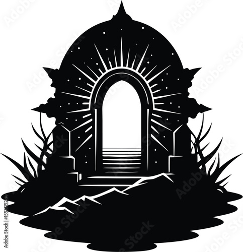 Silhouette of a Glowing Portal
