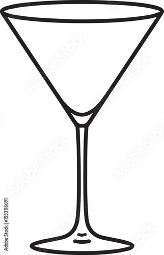 Elegant Martini Glass Silhouette Vector | Black Party Drink Illustration Vector Format