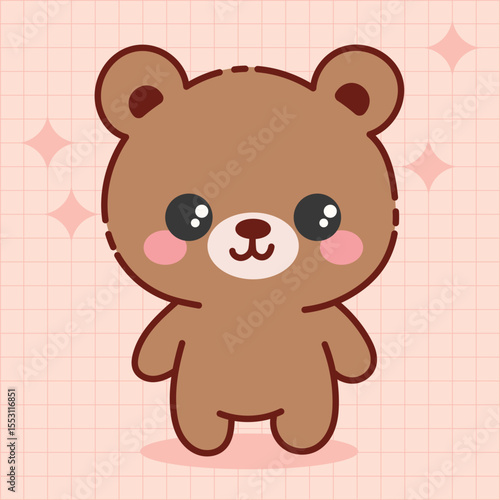 Cute Kawaii Bear Illustration – Adorable Cartoon Animal Character