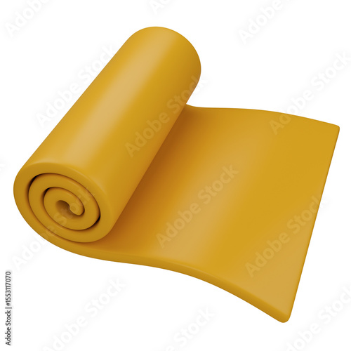 Stylized yellow exercise mat. Isolated on transparent background