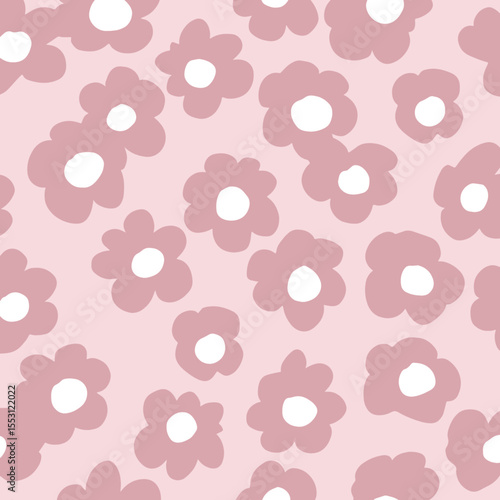 seamless pattern with pink daisy flowers