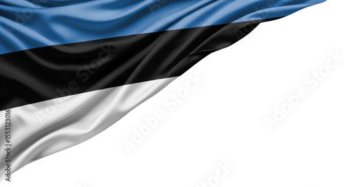 estonian flag billowing isolated on transparent background, png