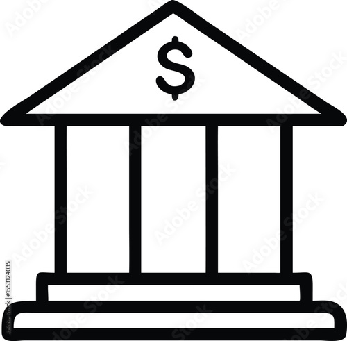 Bank building with dollar symbol icon. Modern bank building representing financial institution icon isolated on transparent background. Concept of investment planning and financial transaction.