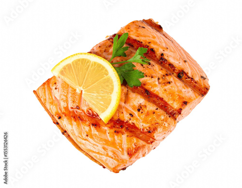 Wallpaper Mural Succulent piece of salmon fillet accompanied by a fresh lemon slice creating a flavorful seafood dish ideal for healthy eating and gourmet dining experiences isolate on transparent background PNG Torontodigital.ca