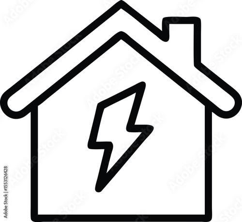 house with lightening bolt outline icon